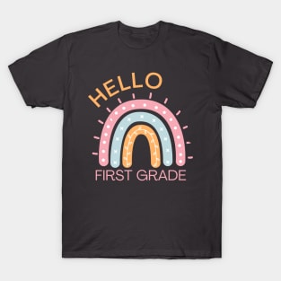 Hello First Grade Boho Rainbow Back to School T-Shirt